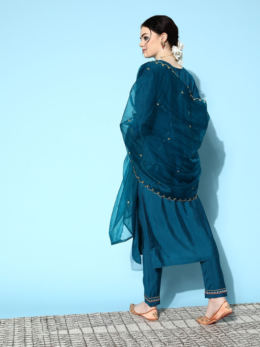 Viscose Festive Salwar Kameez in Blue with Embroidered work