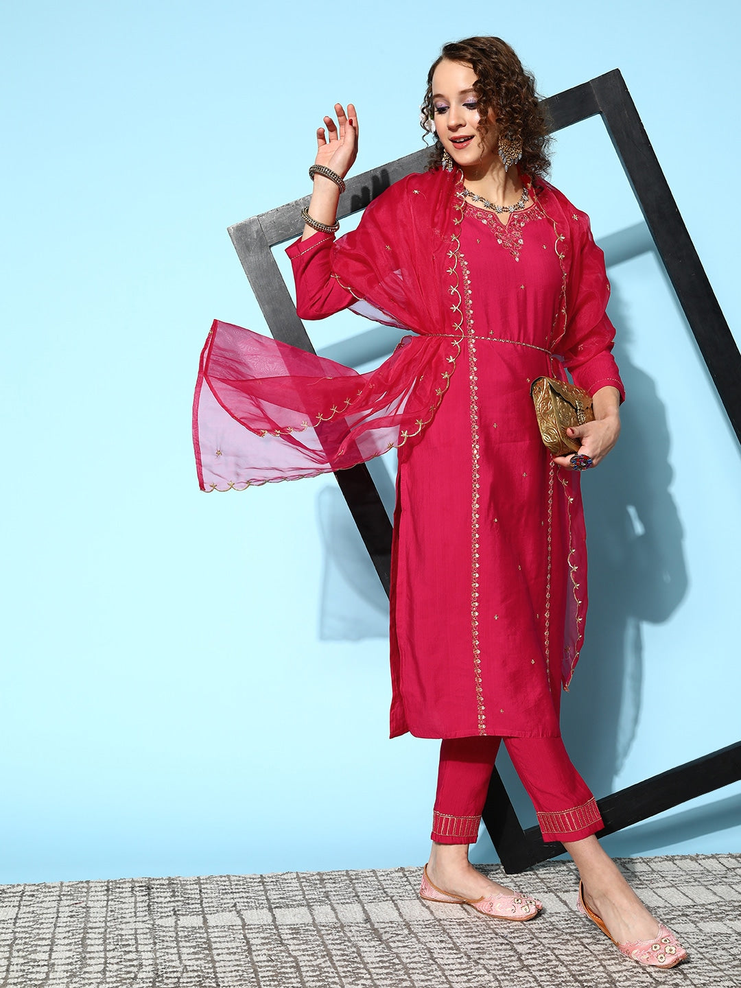 Viscose Festive Salwar Kameez in Blue with Embroidered work