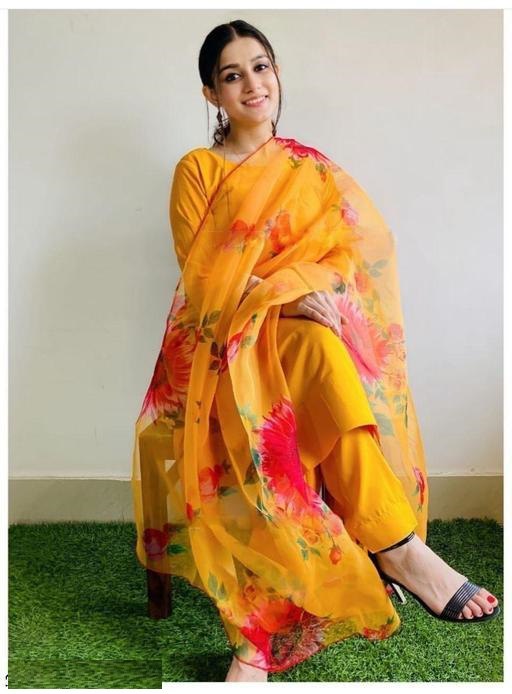 Printed Kurta, Palazzo & Dupatta Set