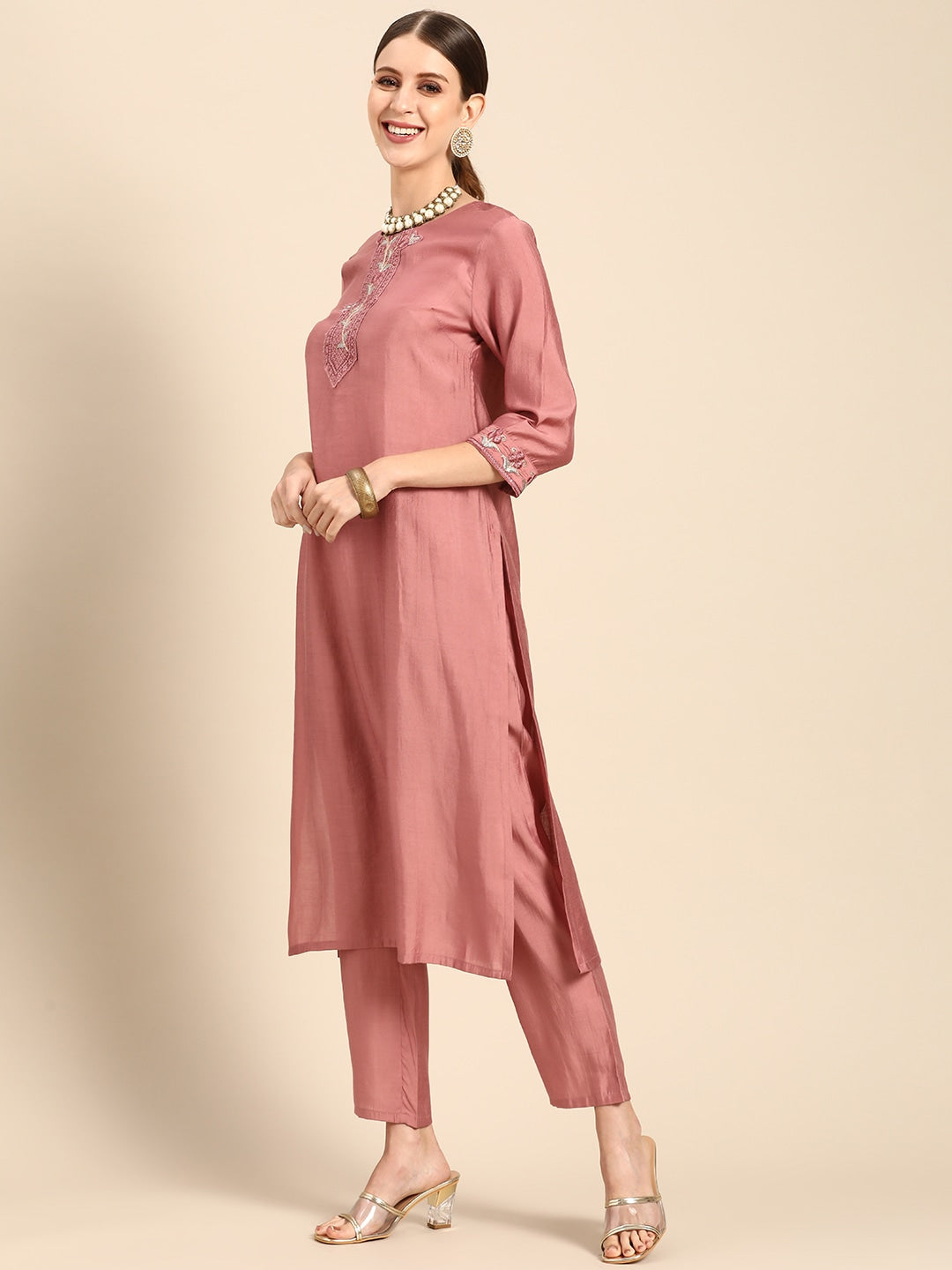 Women Embroidery & Embellished Kurta Set with Dupatta